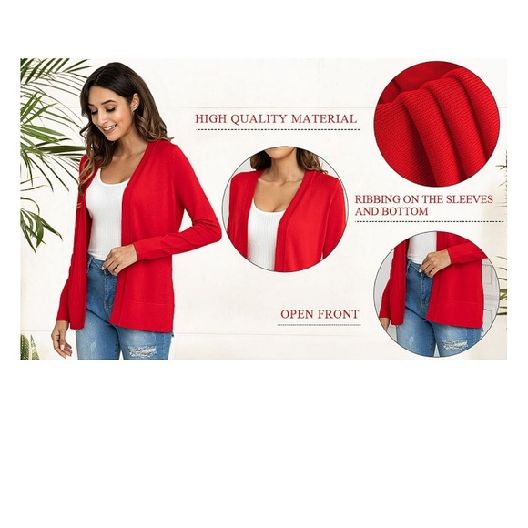 🍀NWOT Women's Lightweight Long Sleeve Open Front Cardigan - Picture 4 of 5